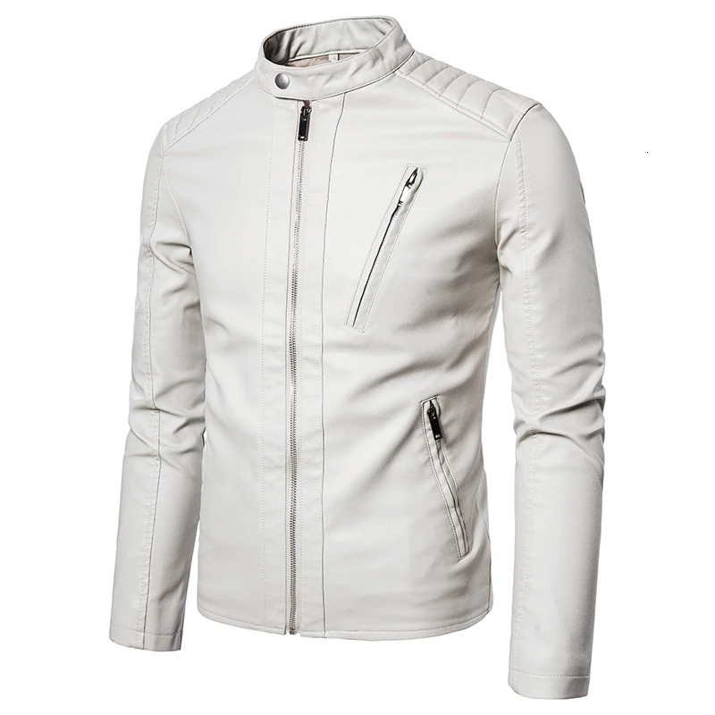 TRAF Mens Coat Spring And Autumn Fashion Leather Jacket Korean Version Slim Clothes 250218
