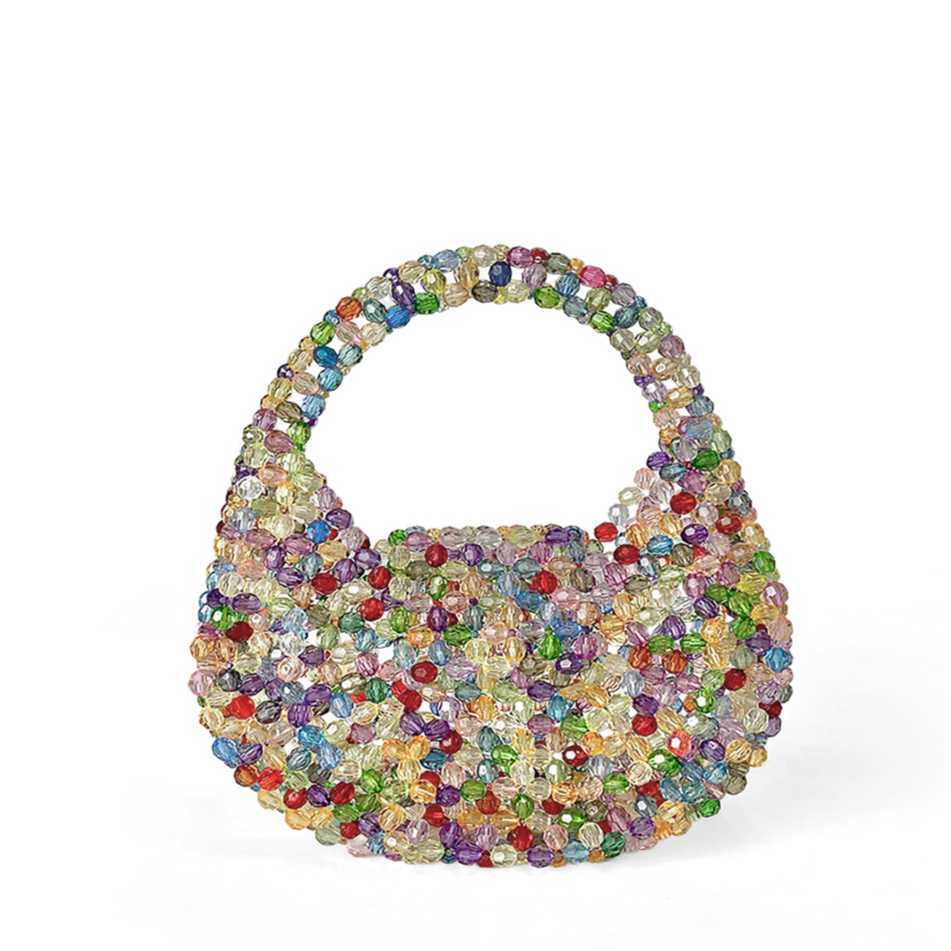 Autumn Winter Light Luxury Premium Texture Handmade Beaded Mini Bead Bag Sparkling Handheld Banquet Bag 250215