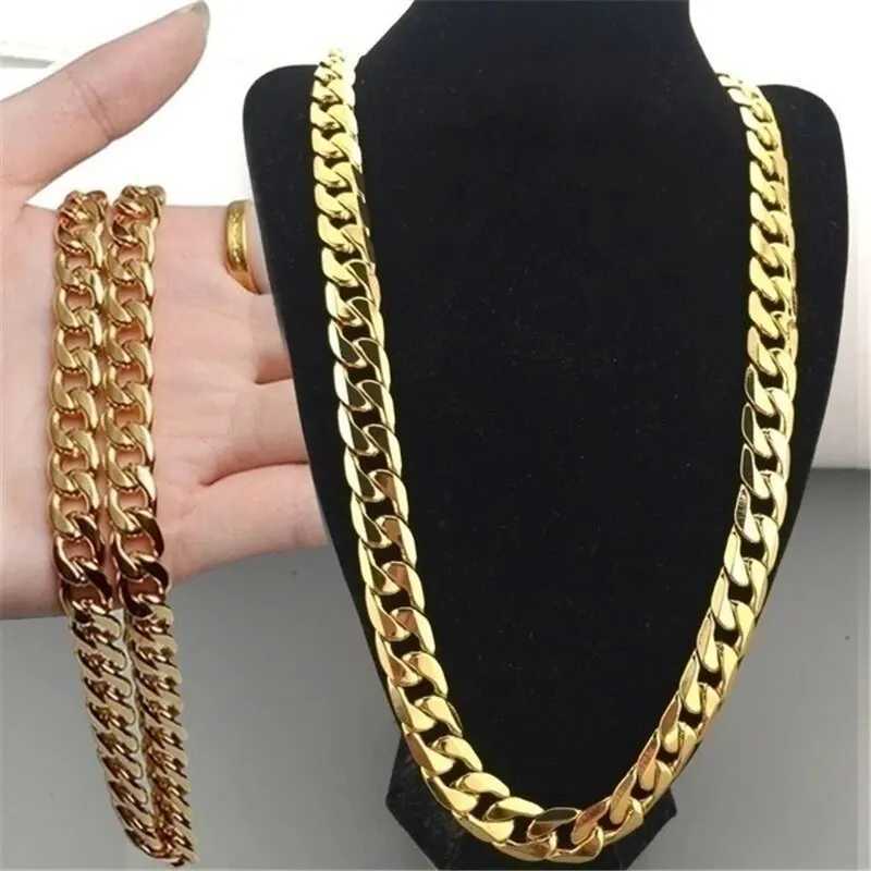 Classic High Quality Smooth Lock Chain Necklace for Women Collar Gold Color Chunky Thick Link Grunge Jewelry Steampunk Men GiftXJ250219