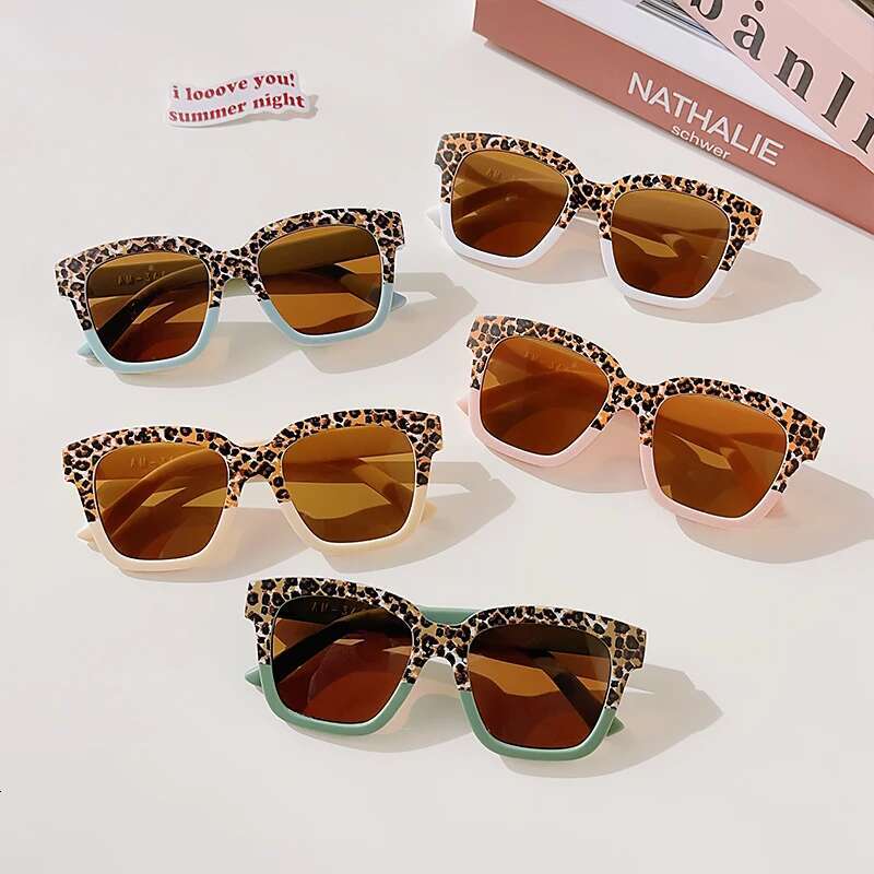 Ddmyshoesvip Children Fashion Vintage Leopard Double Color UV Girl Outdoor Sun Sunglasses Kid Eye Protection Glasses
