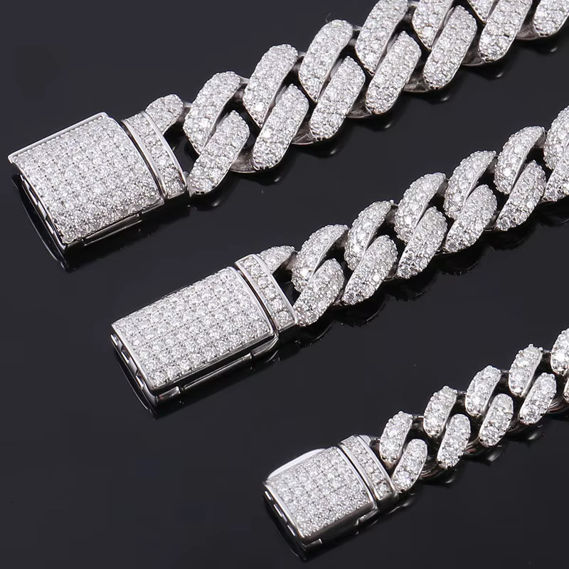 8mm Cuban Chain S Gold Plated Jewelry Vvs Lab Dia Sier Hip Hop Custom k Moissanite Necklace Bracelet