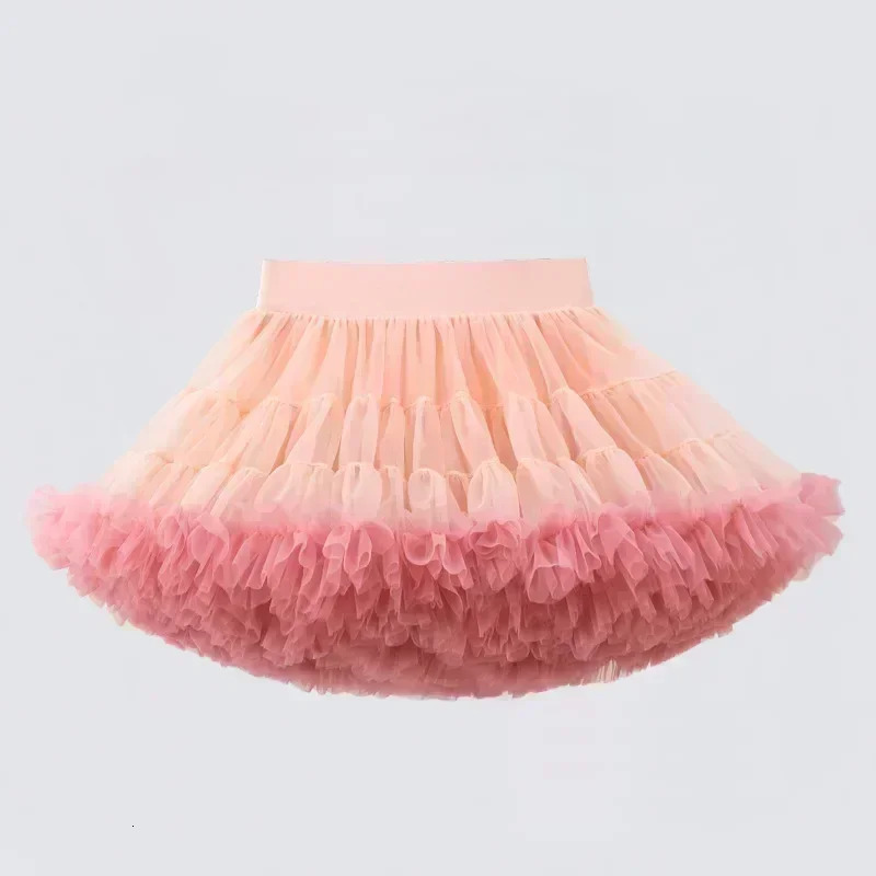 1-8T Lace Skirt Girls Fluffy Chiffon Pettiskirt Solid Colors Tutu Skirts Girl Dance Skirt Christmas Tulle Petticoat Tulle B062 250220
