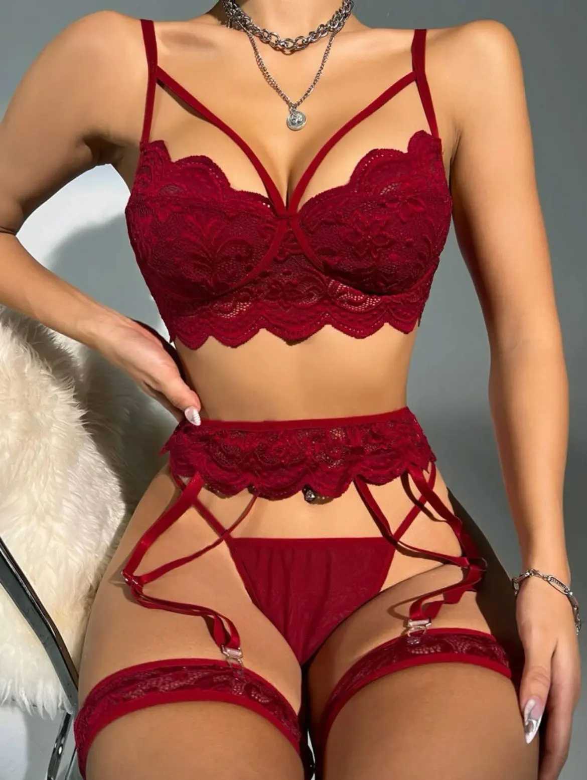 Womens transparent bra set hot erotic sexy clothing sleepwear sexy clothing Babydoll lingerie bra thong suspender sexy lingerie set W250220