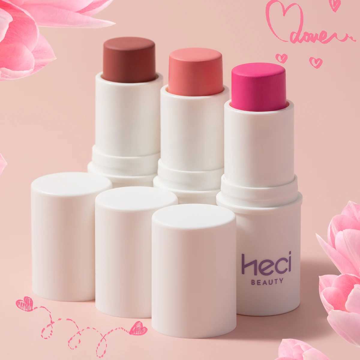 3 pieces/set Hot Pink lipstick Coloring Multi purpose Waterproof Makeup Stick Set High Color Silk Moisturizing Candy Rose Cream B CreamW250220