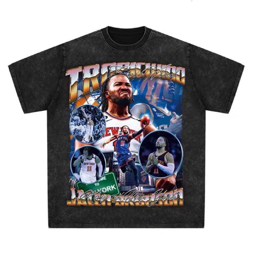 Printed American high street short sleeved T-shirt for men, washed loose cotton