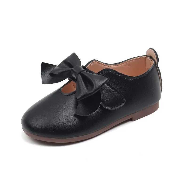 Children Leather Shoes with Bow-knot Round-toe Solid Color Soft Kids Casual Shoes Sweet Princess Girls Flats Moccasin Shoes X250220