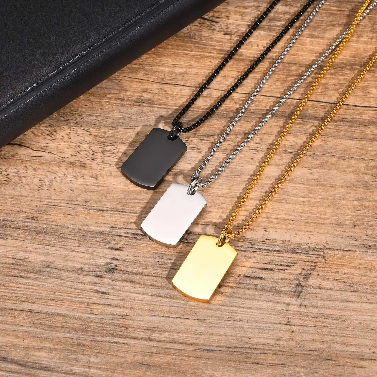 Vnox Small Thick Dog Tag Necklaces for Men Boys Military Dogs PendantBlack Silver Color Stainl Steel Collar Gift for HimXJ250219