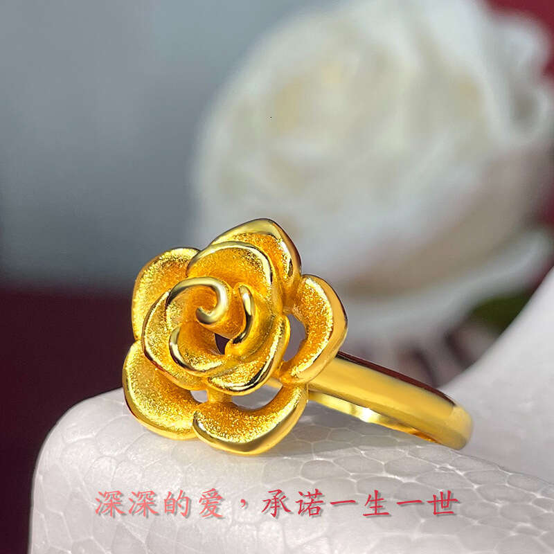 Rose with antique French plating, palace style Instagram fashion simulation ring for women
