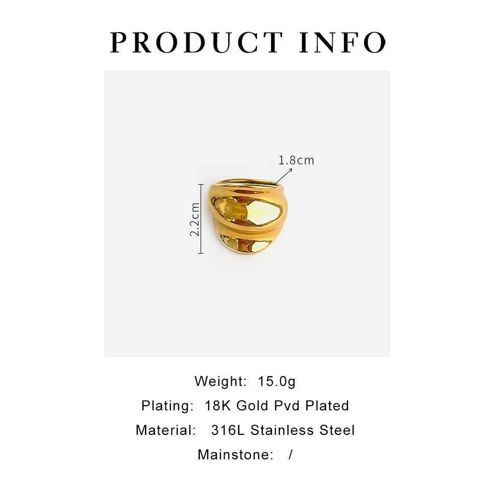 Perisbox Statement 18K Gold Plated Smooth Irregar Metal Textured Chunky Rings Anti-Tarnish Punk Fashion Party Jewelry Unisex X250220