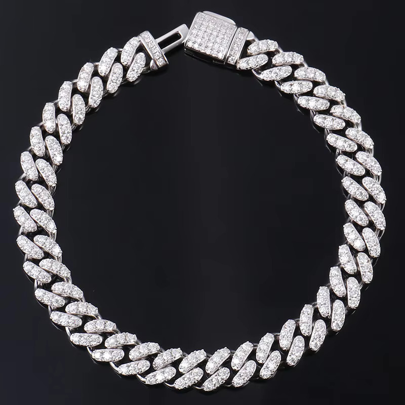 8mm Cuban Chain S Gold Plated Jewelry Vvs Lab Dia Sier Hip Hop Custom k Moissanite Necklace Bracelet