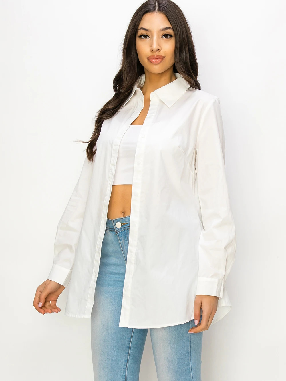 White Long Sleeve Cotton Button Down Shirts For Women Blouses Camisas De Mujer Ladies Tops Chemise Femme Womens Clothing 250219
