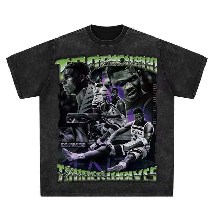 Printed American high street short sleeved T-shirt for men, washed loose cotton