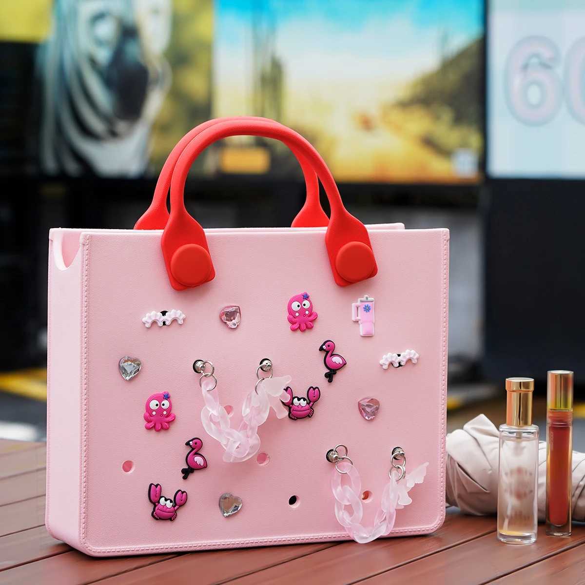 The Orange Guy NEW Casual Waterproof Travel Tote Bag Outdoor Beach Bags Women Fashion New EVA Punched Handbag Fit Charms Z250219