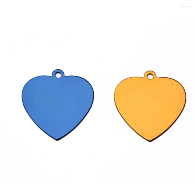 Dog Tag 50 Pcs/Lot Pet ID Tags Colorful Heart Shape Anodized Aluminum Stamping Blanks Discs For Craft Pendant