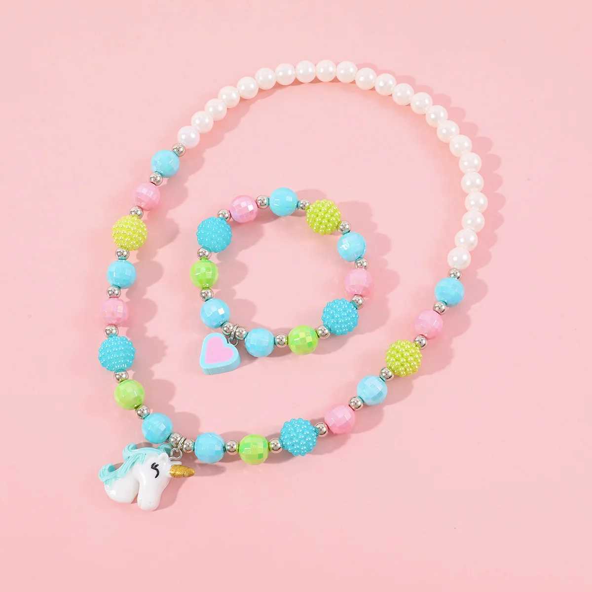 Cute Rabbit Pendant Necklace For Girls Bear Heart Beads Necklace For Children Fashion Jewelry Accories 2023 Wholesale TrenXJ250219