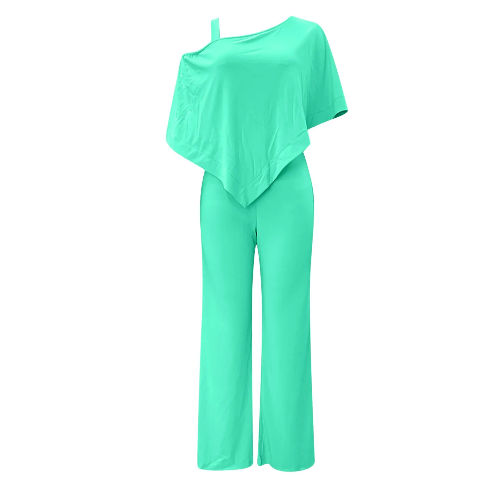 Elegant one shoulder jumpsuit womens summer night party clothing casual clothing hanging wide leg jumpsuit womens clothing soft 250220