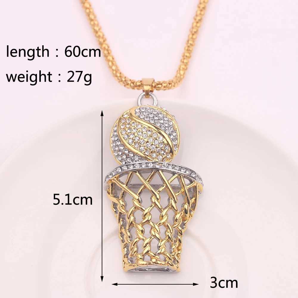 New Tren Bohemian Crystal Inlaid Necklace Basketball Box Frame Pendant For Men Sliding NecklaceXJ250219