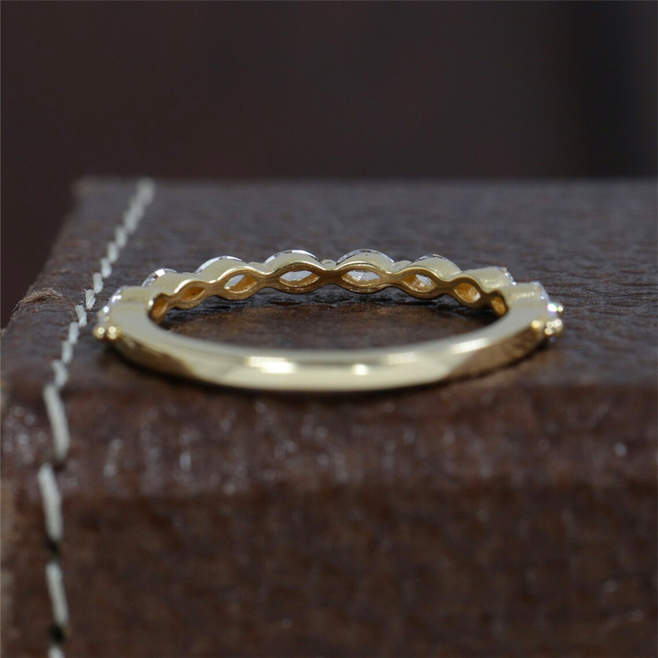 Jewelry 3.5*2.0mm Marquise Lab Diamond Ring 18K Real Gold Eternity Band Ring CVD HPHT Lab Diamond Stackable Dainty Wedding Women Gold Ring
