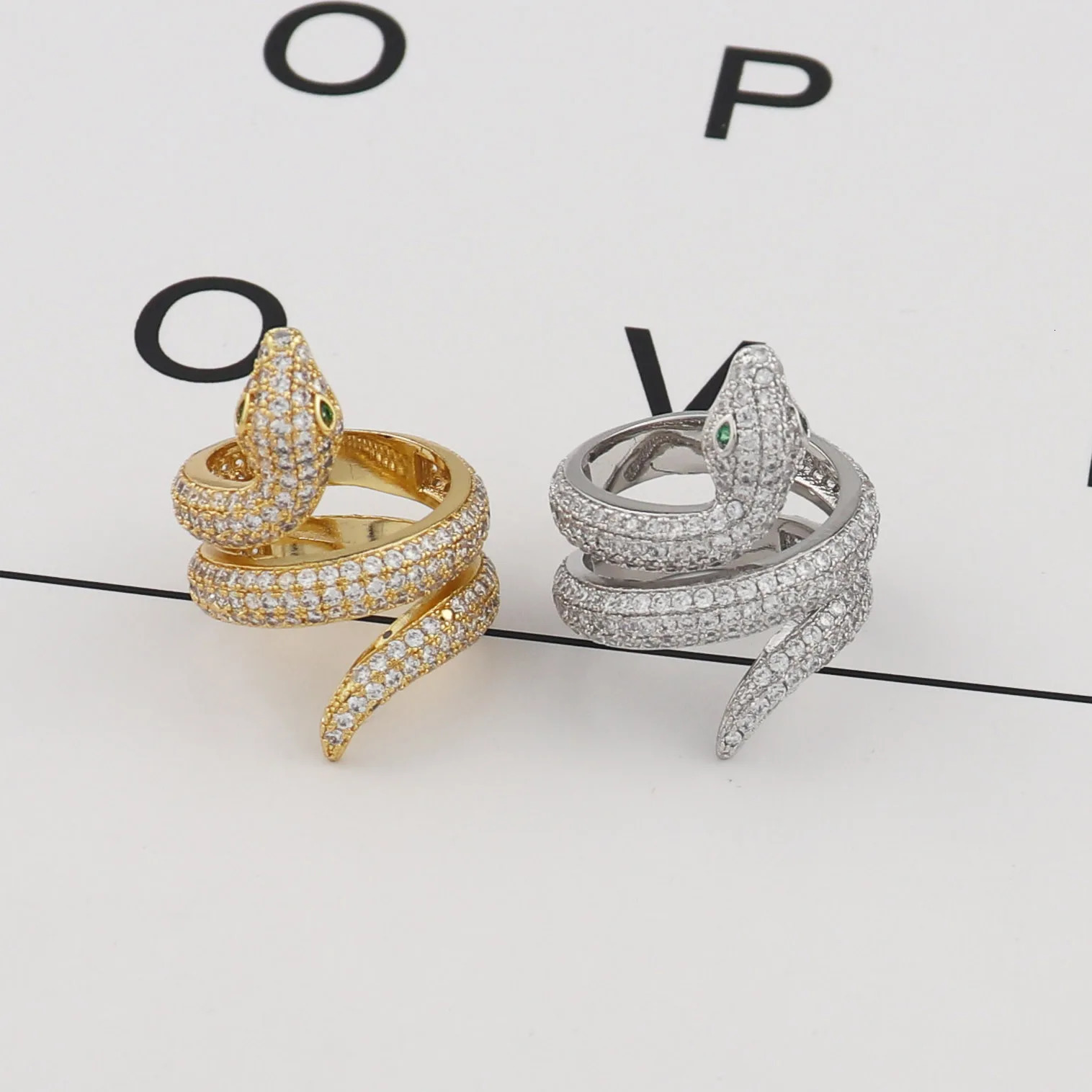 Classic Animal snake two circles full of zircon single ring Dubai European Party womens Ring 250220