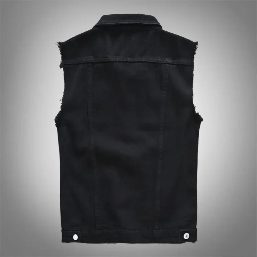 Mens Sleeveless Jeans Vest Black Denim Vest for Men Casual Cowboy Horse Clip Cowboy Vest Fashion Cowboy Tops 5XL 6XL 250219