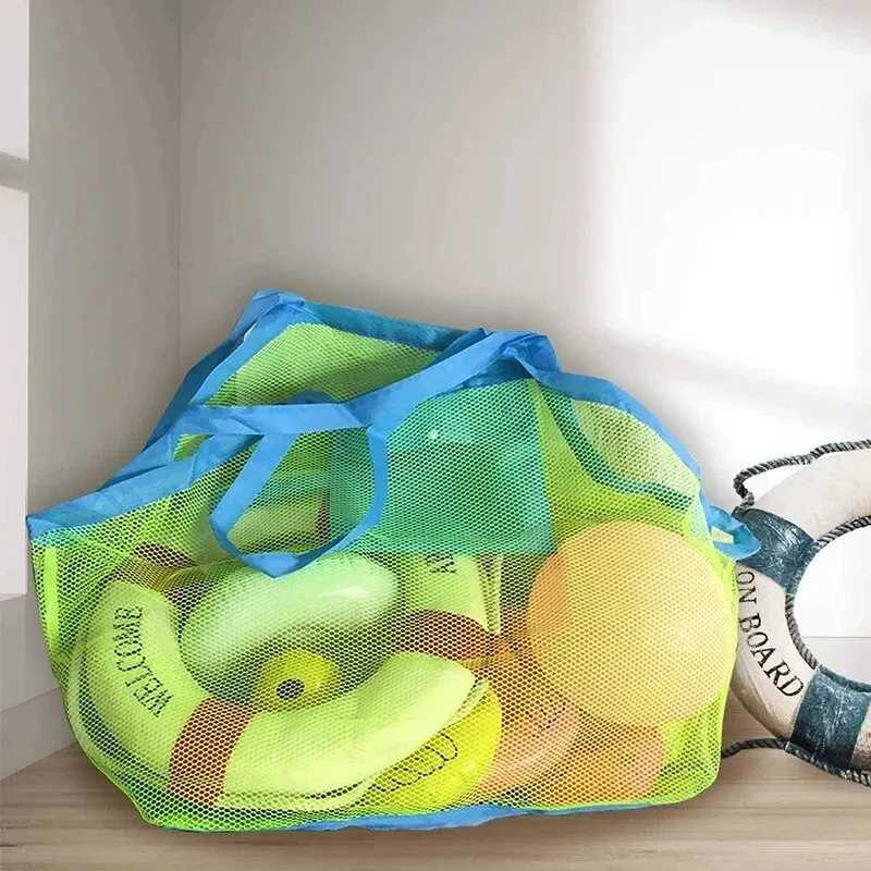 1pc Multicolor Large Mesh Beach Bag Sand-Away Portable Tote With Convenient Hanging Hole Breathable Foldable Storage For Toys Z250219
