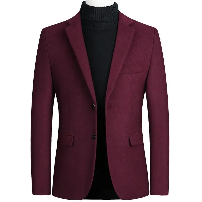 Brown Business Casual Wool Mens Sports Jacket Autumn/Winter Solid Mens Sports Jacket Regular Suitable for Mens Long Sleeve Sports Jacket 250220