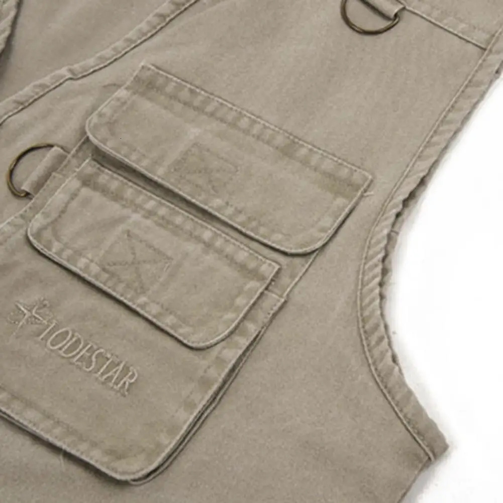 Male Casual Summer Big Size Men Waistcoat Solid V Neck Sleeveless Multi Pockets Pograph Waistcoat Outdoor Vest Fishing Coat 250219