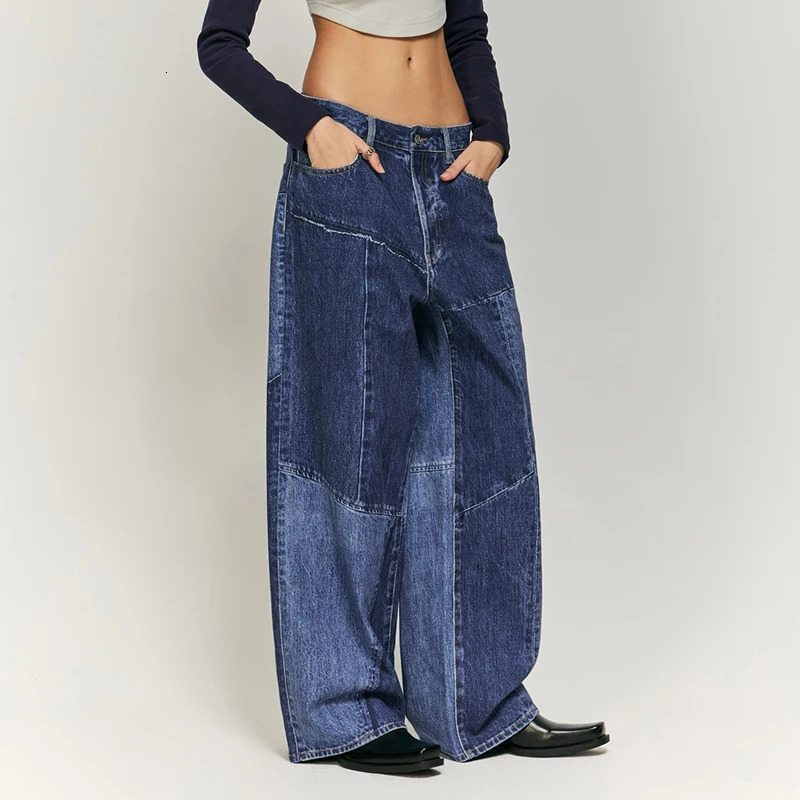 Japanese-Style Y2K Retro Washed High Street Jeans Men and Women Fashionable Patchwork Cut Loose Straight Mopping Pants 250220