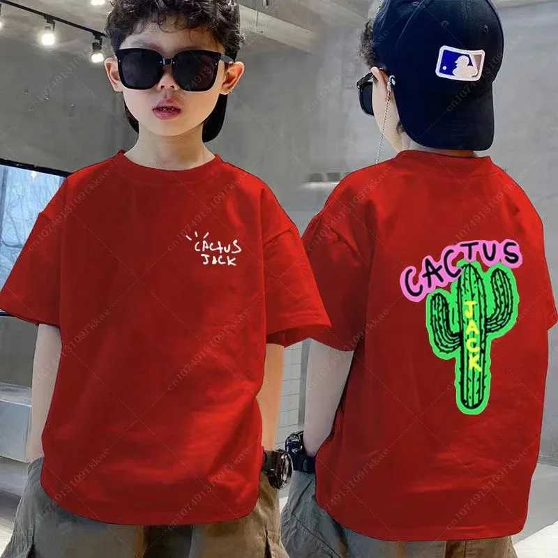 T-shirts 2024 Rapper Cactus Jack Graphic Cotton T-Shirt Kids Boys Girls Hip Hop T-Shirt Fashion Short Sleeve Shirt Summer Cotton Top H250220
