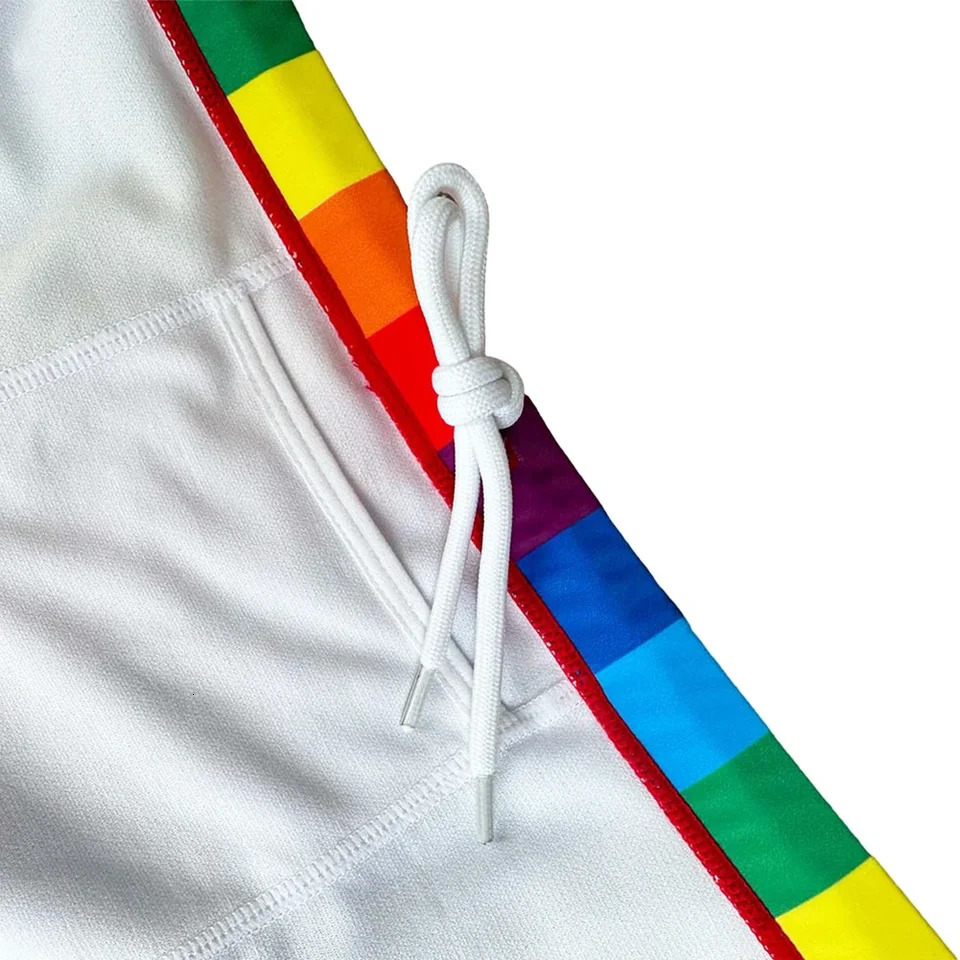 Rainbow striped swimming trunks swimsuits mens surfing shorts 250220