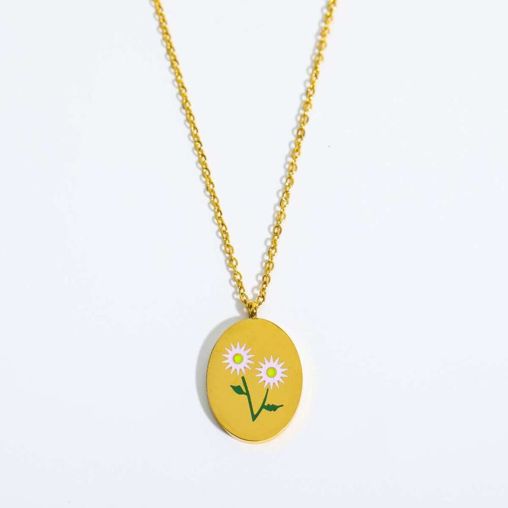 necklace, three-dimensional ral oval December wer pendant, collarbone chain, sweater chain