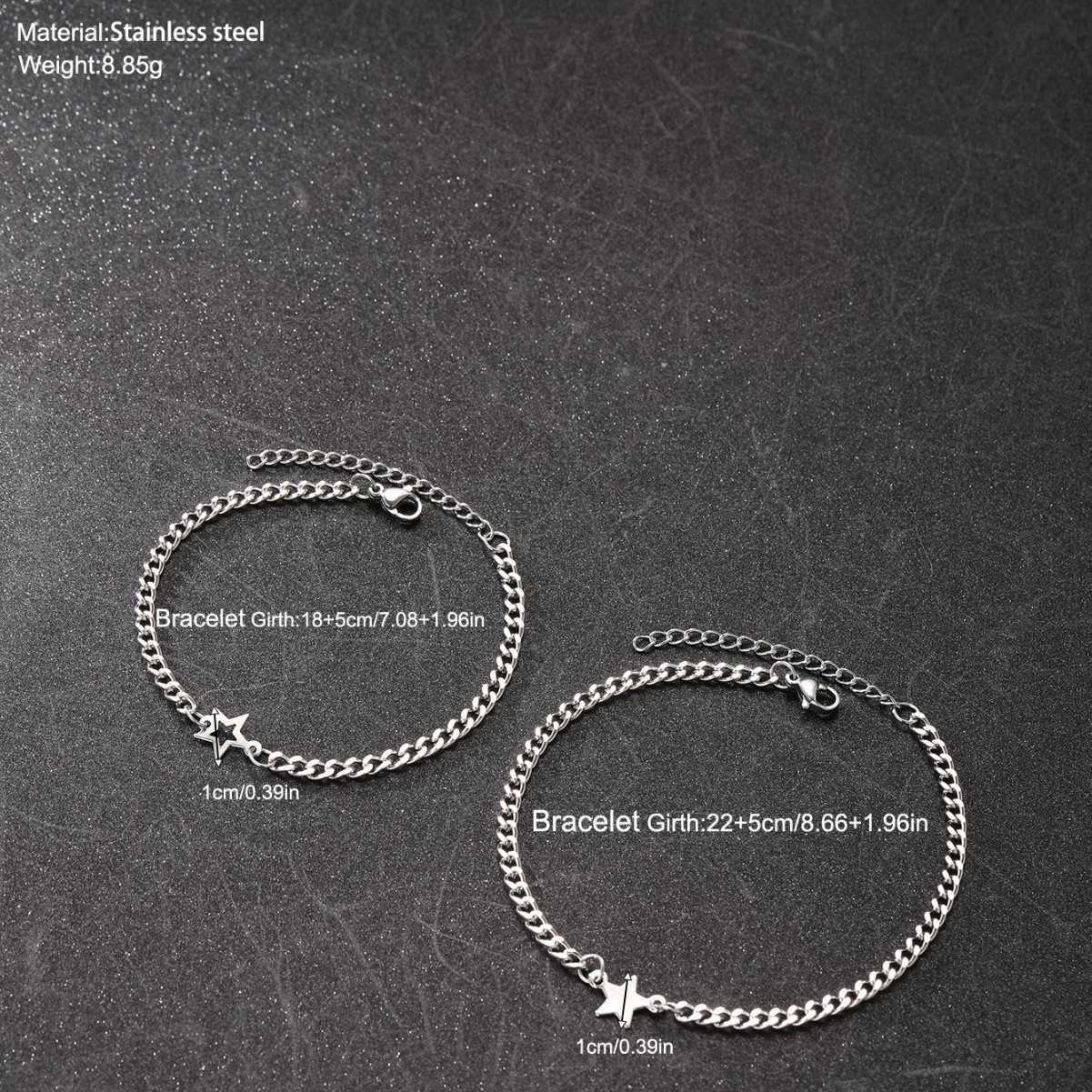 Charm Bracelets New product Simple stainless steel non fading five pointed star bracelet two fashionable pieces set star couple bracelet H25220