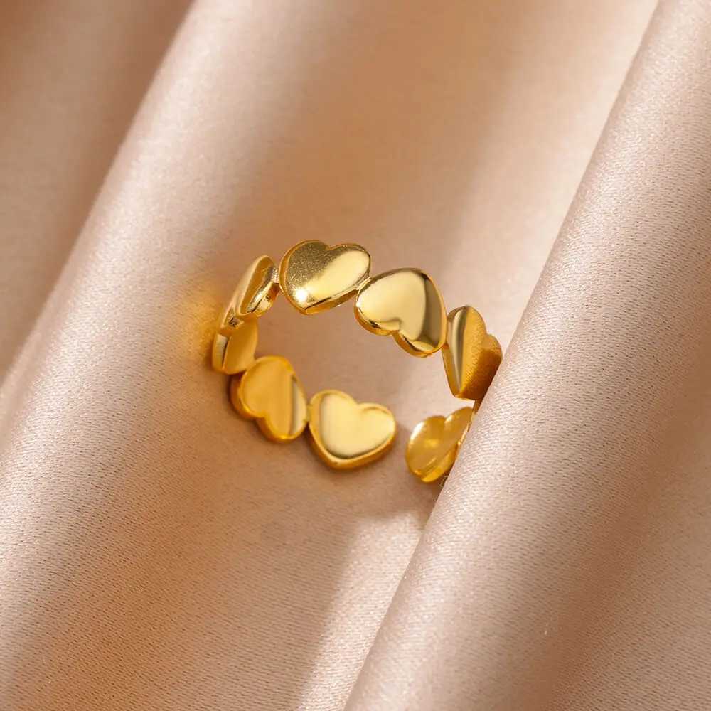 Rings For Wen Gold Color Stainless Steel Opening Ring Wedding Aesthetic Accessories Party Jewelry Gift BFF rings X250220