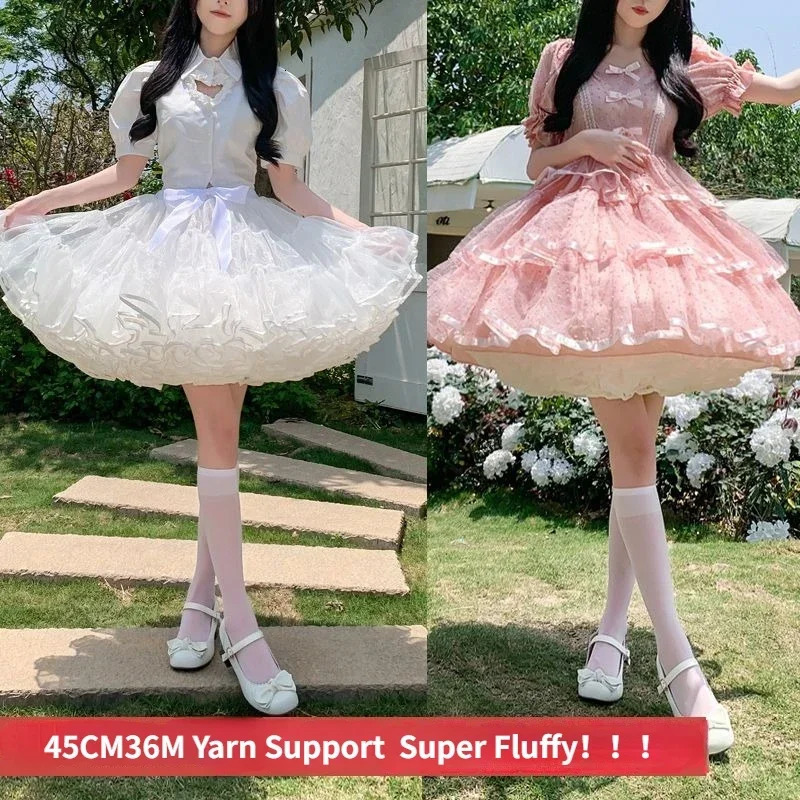 Multilayer Ruffled Petticoats for Women Fluffy Bubble Skirt Crinoline Underskirt No Hoop Boneless Lolita Puffy Mini 250220