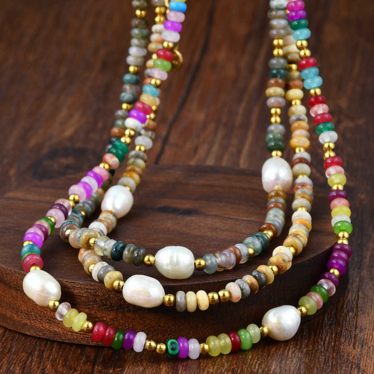Pendant Necklaces Spring and summer dopamine colored agate bead necklace for women versatile and high-end freshwater pearls that do not fade collarbon