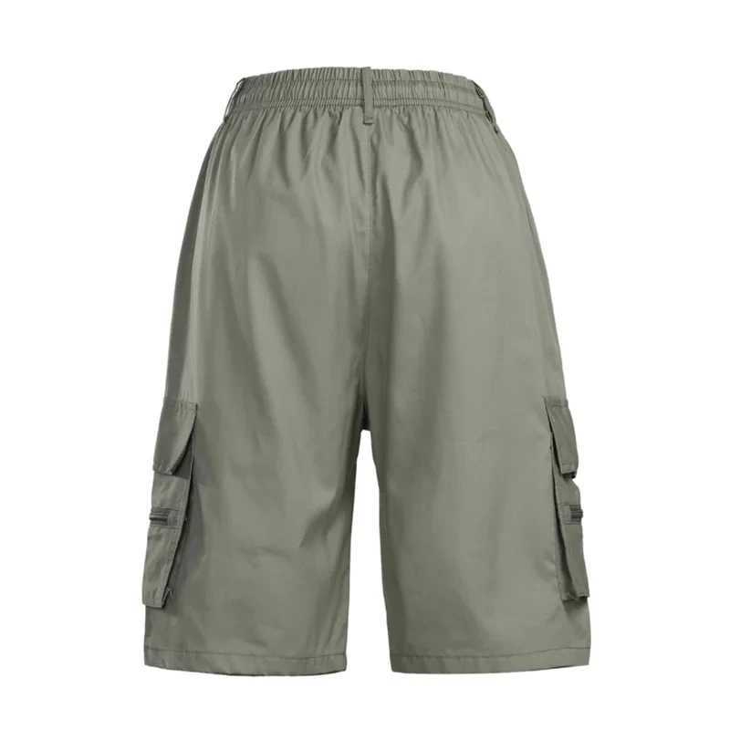 Outdoor Cargo Shorts Male Overalls Elastic Waist Cycling Shorts Multi-pockets Loose Work Shorts Quick Dry Sport Printed Trousers X250220