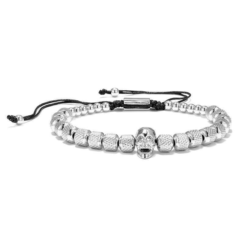 Charm Bracelets Versatile Stainless Steel Pineapple Bead Bracelet Zircon Skull Bead Bracelet Jewelry H25220