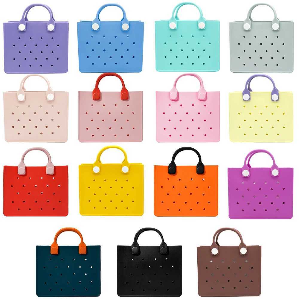 Soft Rubber Fashion Women Tote Bag Colorful Summer Style Beach Handbag for Women fit Personalized Bag Charms New Travel Handbag Z250219