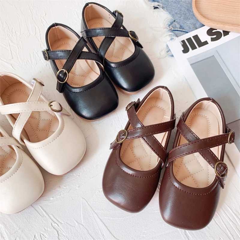 2024 New Girl Princess Flats Children Sweet Retro Shoes Casual Soft Sole Leather Shoes Spring Summer Waterproof Non-slip Flat X250220
