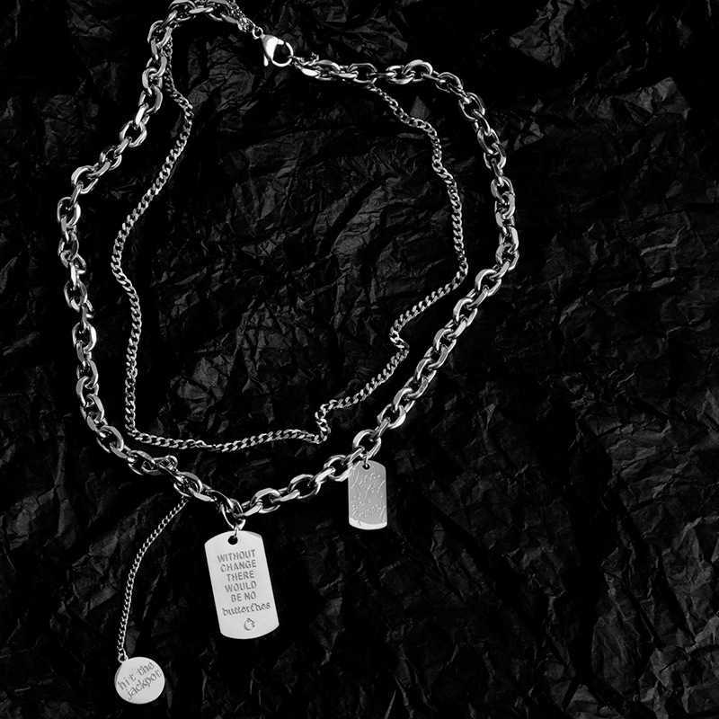 Pendant Necklaces Titanium steel ins multi-layer hip-hop collarbone chain womens brand thick chain niche design temperament street layering necklace t