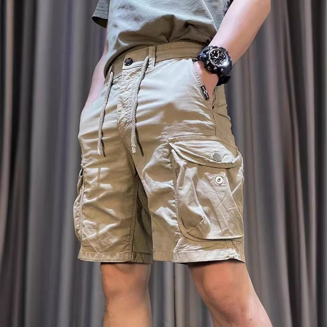 Summer mens cotton cargo shorts mens clothing casual breeze Bermuda beach jogging shorts multi pocket mens Y2k 250220