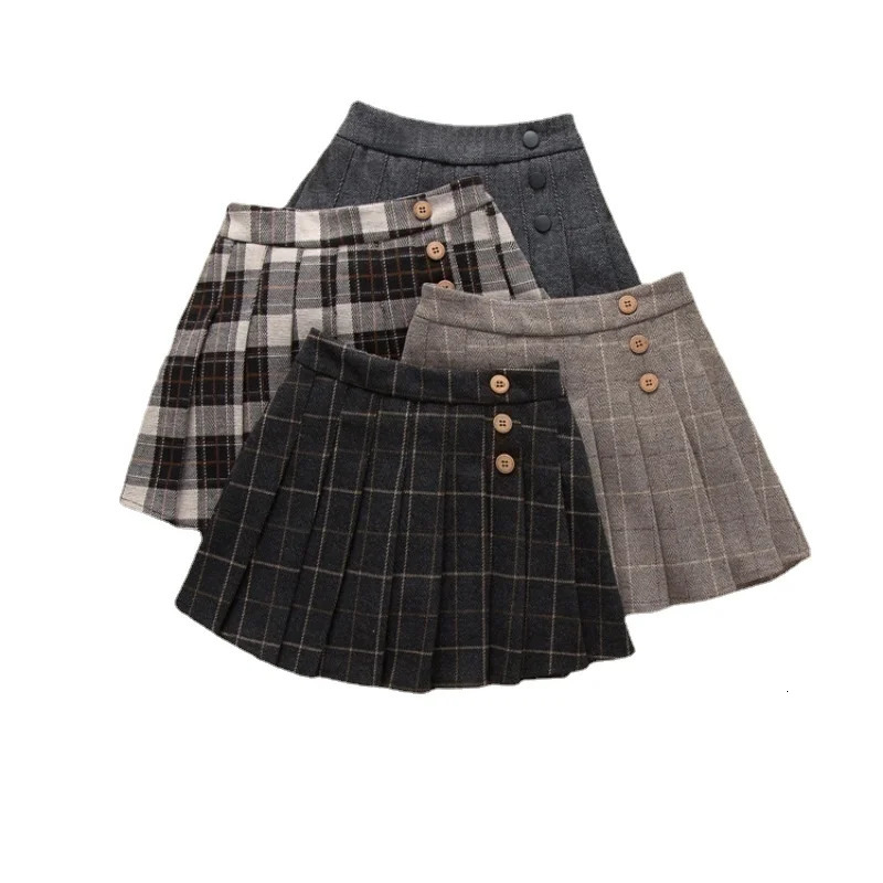 Autumn Winter Girl Plaid Skirt Pleated Teenager Girls Clothes Plus Size Elegant Kid Clothing Children Outfit JK Skirt School 250220