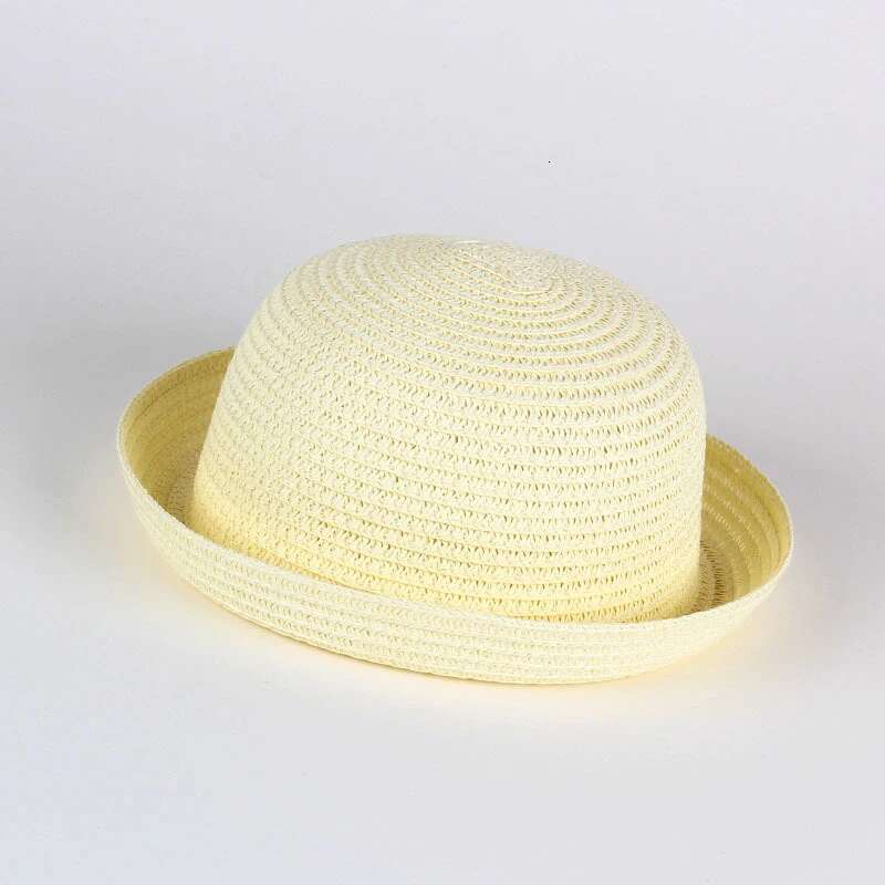 Ddmyshoesvip Wholesale Baby Straw Hat Solid Color Kids Character Decoration Infant Sun Hats Girl Boys Bucket Cap Children Beach Panama Caps
