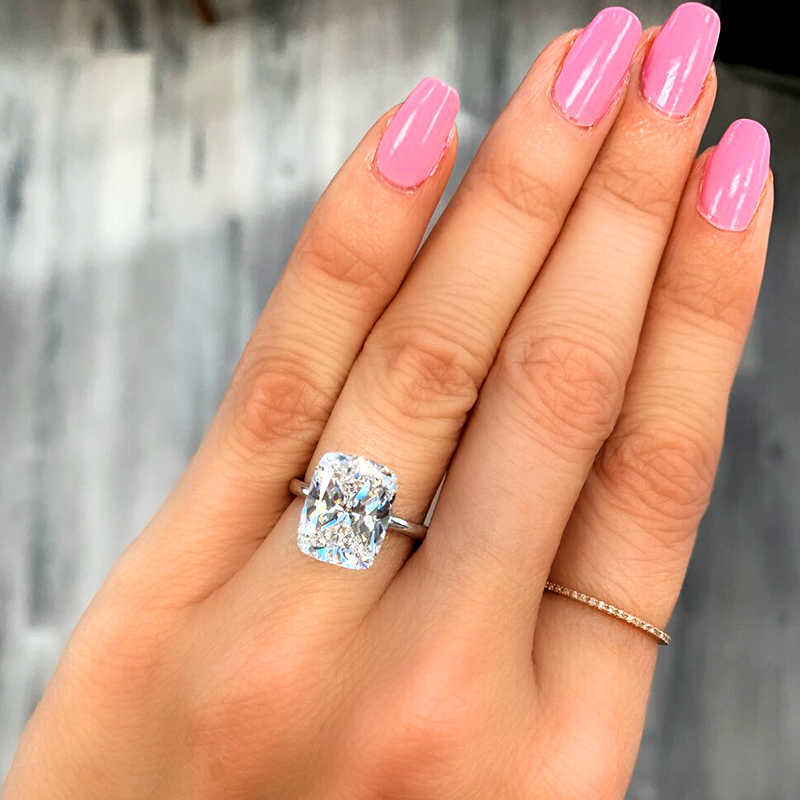 Luster Jewelry D VVS 5ct Diamond Fancy Shape Simple Solitary With GRA 10k Rose Yellow Solid Gold Moissanite Ring for Engagement