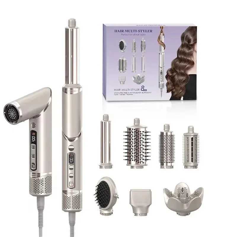 Professional 8 in High-Speed Brushless Foldable Ionic Hair Blow Dryer Hot Air Brush FlexStyler with Interchangeable Heads W250220