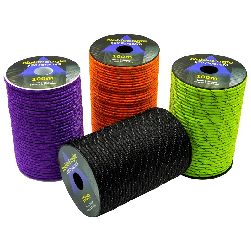Reflective Paracord Rope Military 7 Strand 4mm 550 Tactical Parachute Cord Camping Tent Lanyard DIY Bracelet Weaving 250213