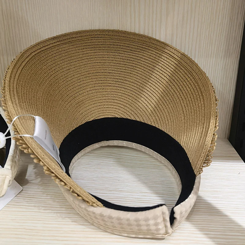 Women Sun Cap Fashion Tassel Decoration Straw Cap Emport Top Summer Beach Hat Visors cap hats ladies caps womens hat 250219