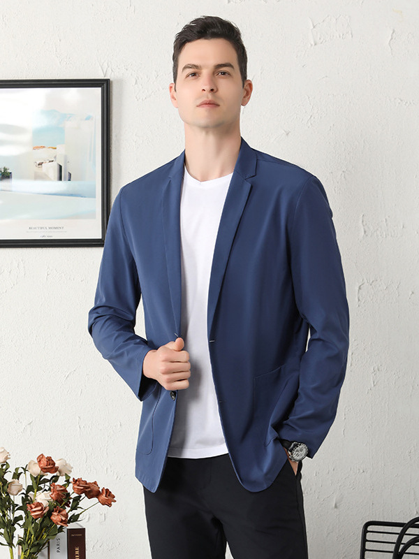 F222Elegant Men's Ice Silk Suit Set Perfect Blend of Comfort and Style for Springtime Wear