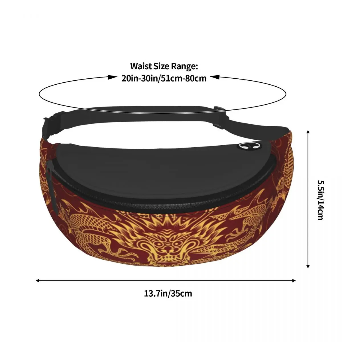 Red Japanese Dragon Pattern Fanny Pack for Men Women Fashion Asian Oriental Art Crossbody Waist Bag Traveling Phone Money Pouch 250219