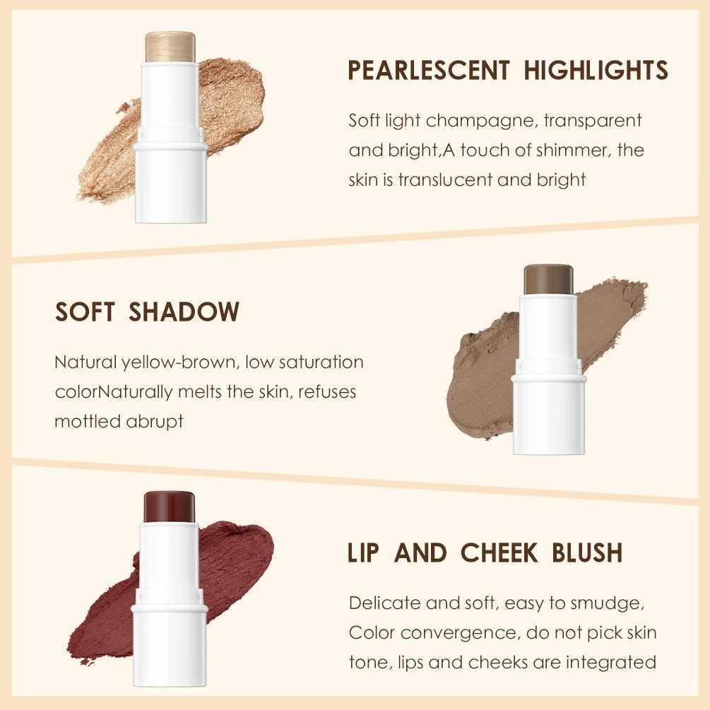 QIBEST Multi Stick Set Creamy Pen Stick For Cheeks Lips Eyes And Contour Makeup Contour B Highlight Stick Lip Balm For WomenW250220